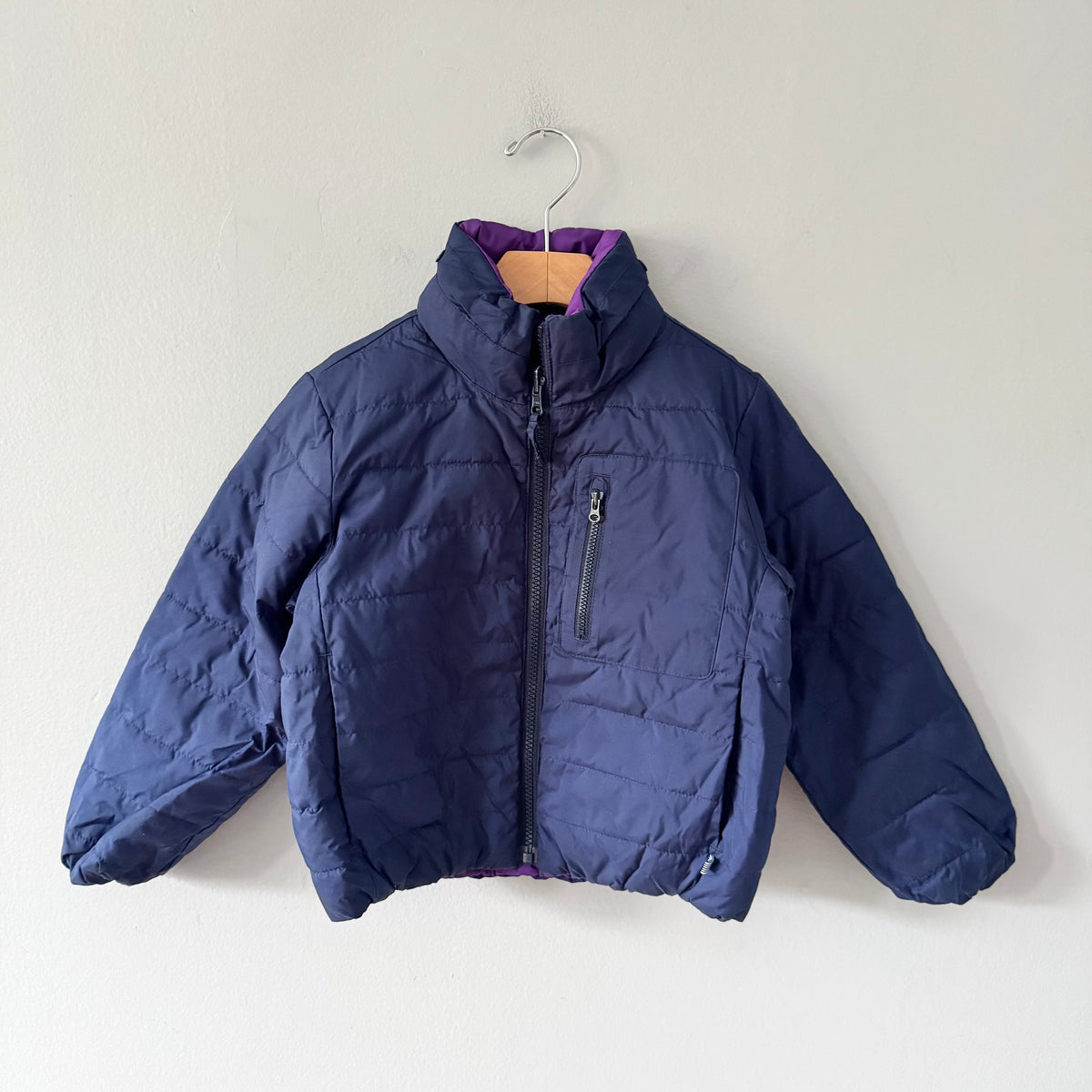 Crewcuts / Navy x purple reversible puffer / 4-5Y