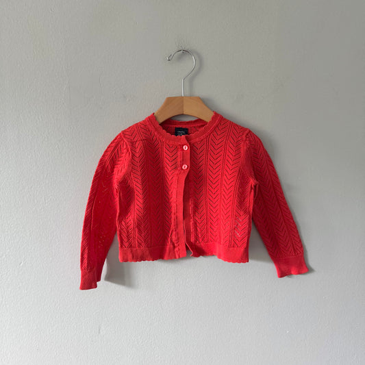 Gap / Red lacey cotton knit cardi /2Y