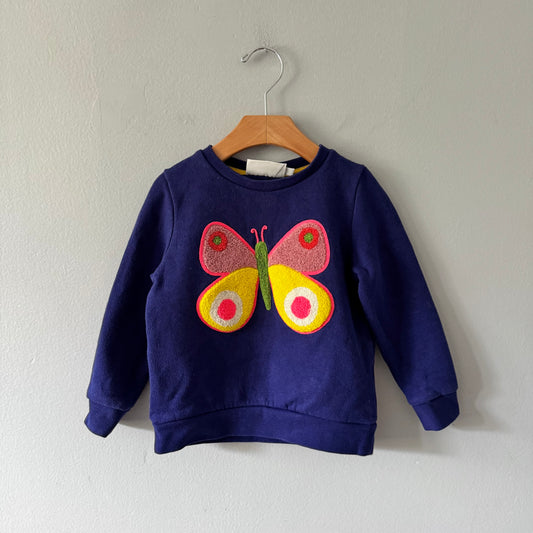 Mini Boden / Navy x butterfly sweatshirt / 4-5Y