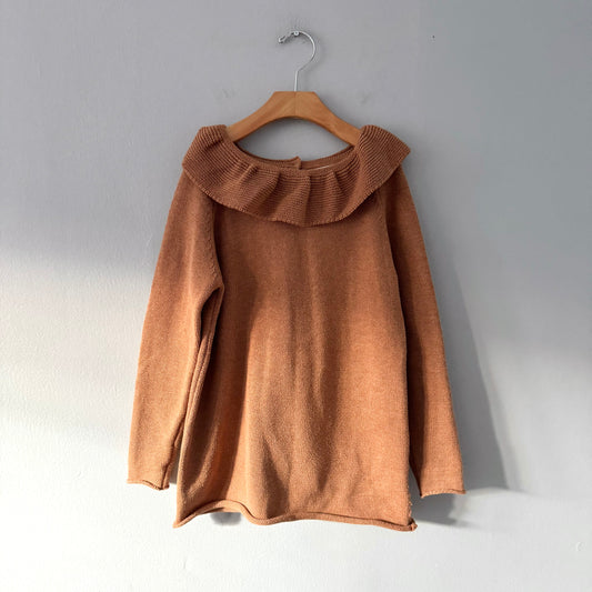 Les Petites Natures / Brown cotton knit tunic / 8-9Y
