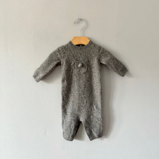 Repeat / Grey knit romper / 0-3M