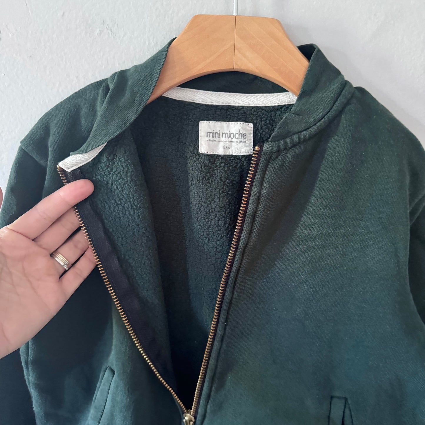 Mini mioche / Green crew jacket / 5-6Y