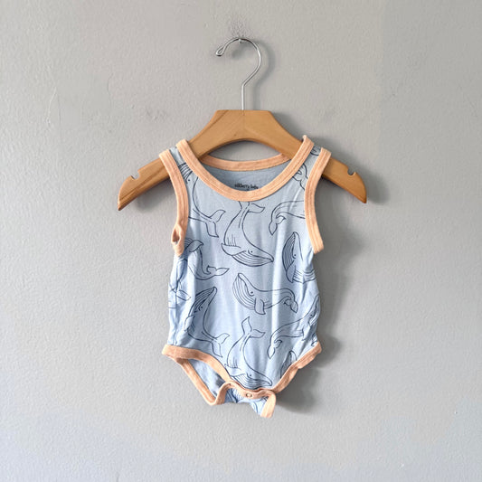 Silkberry baby / Blue whale tank onesie / 0-3M