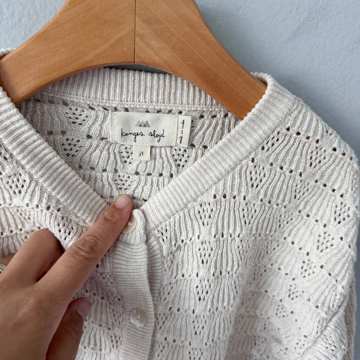 Konges Slojd / Ivory cotton knit cardigan / 3Y