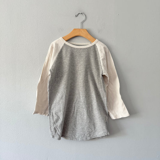 Mini mioche / White x light grey raglan tee / 11-12Y