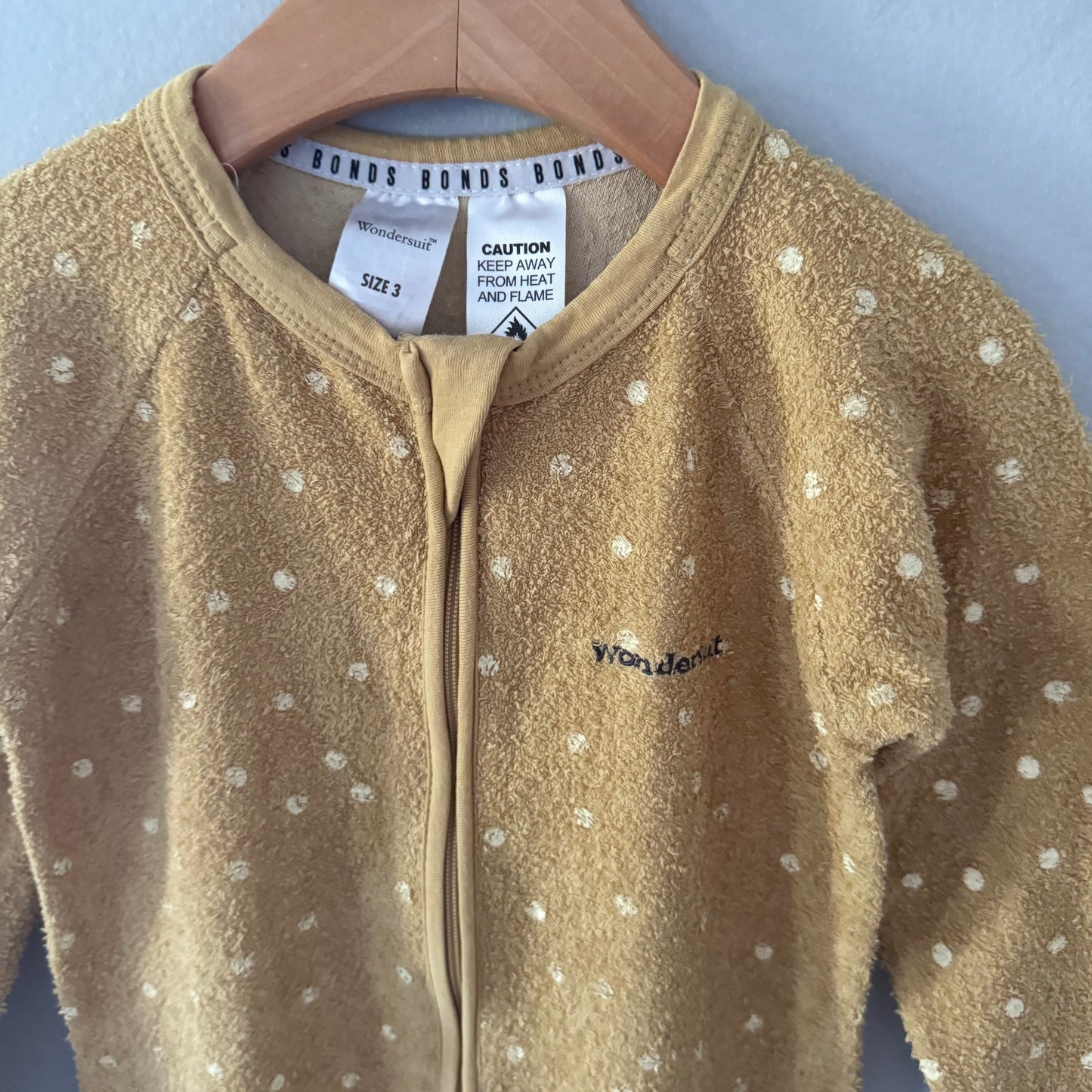 Bonds / Mustard pile dots romper / 3Y