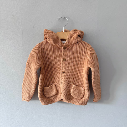 Next / Orange brown cotton knit jacket / 6-7Y(Fits 3Y)