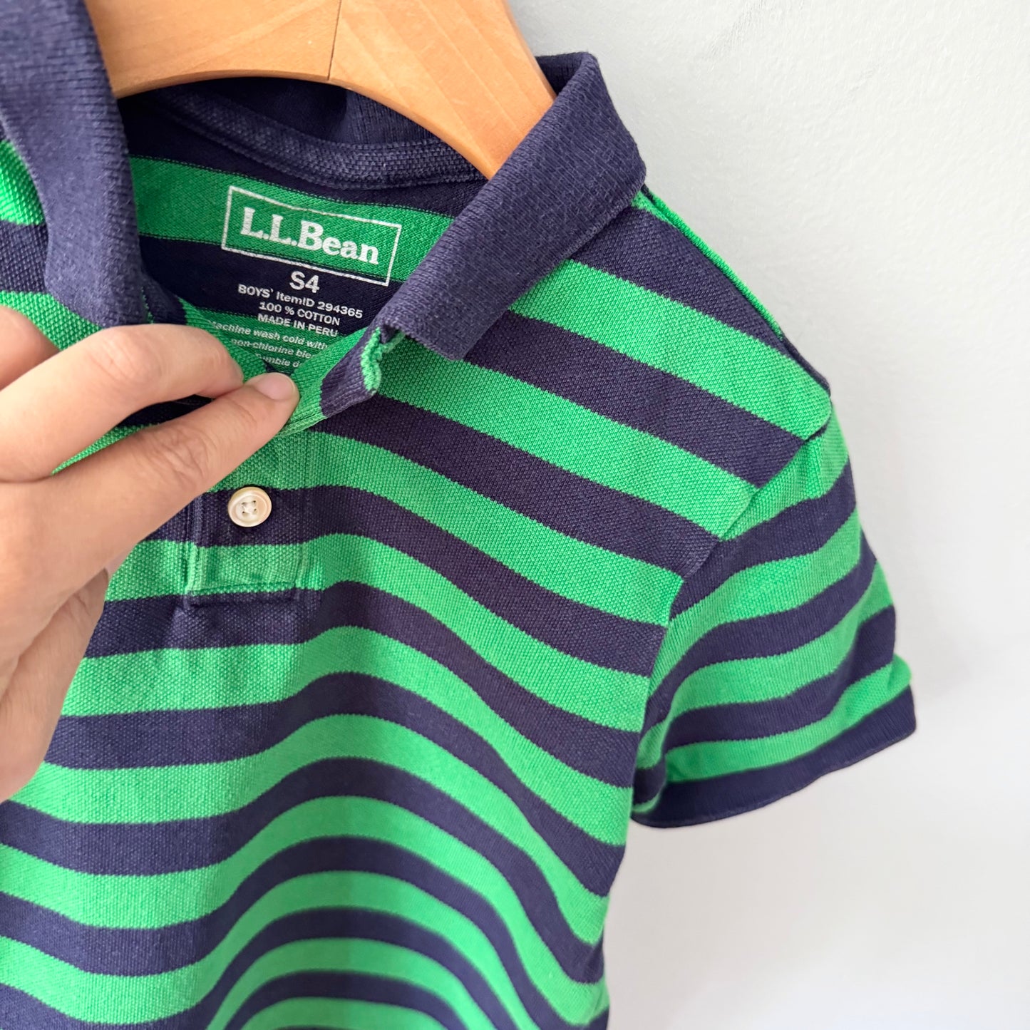 LL Bean / Green navy polo shirt / 4Y