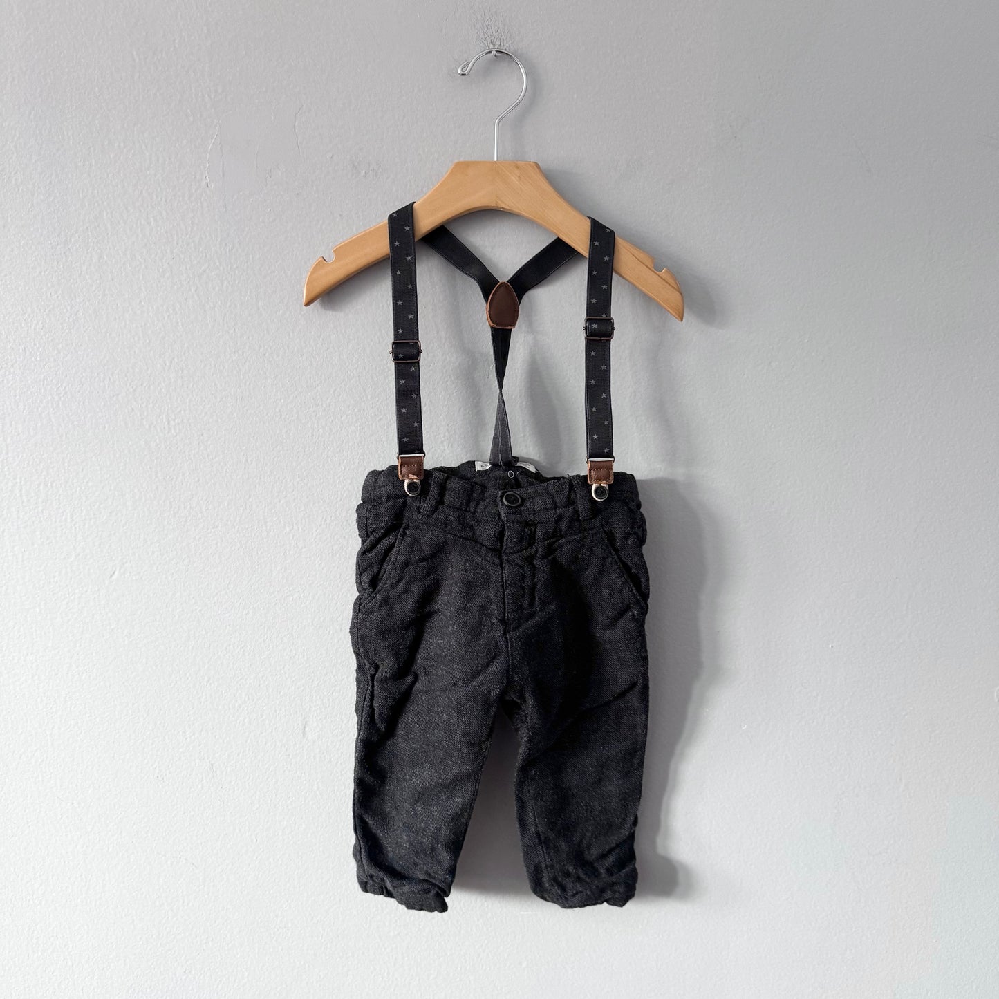 Zara / Flannel lined pants with suspender	/ 9-12M