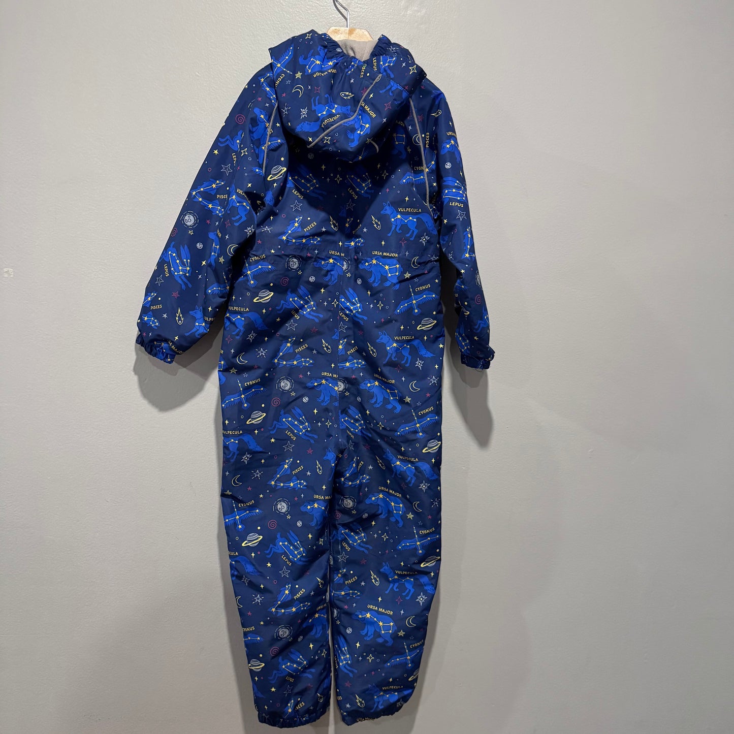 Jan & Jul / Navy x star fleece lined rain suit / 6Y
