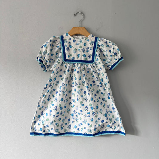 Vintage / White x blue summer dress / 4Y