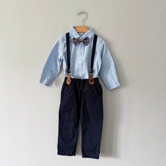 No brand / Blue shirt and navy pants set / 18-24M