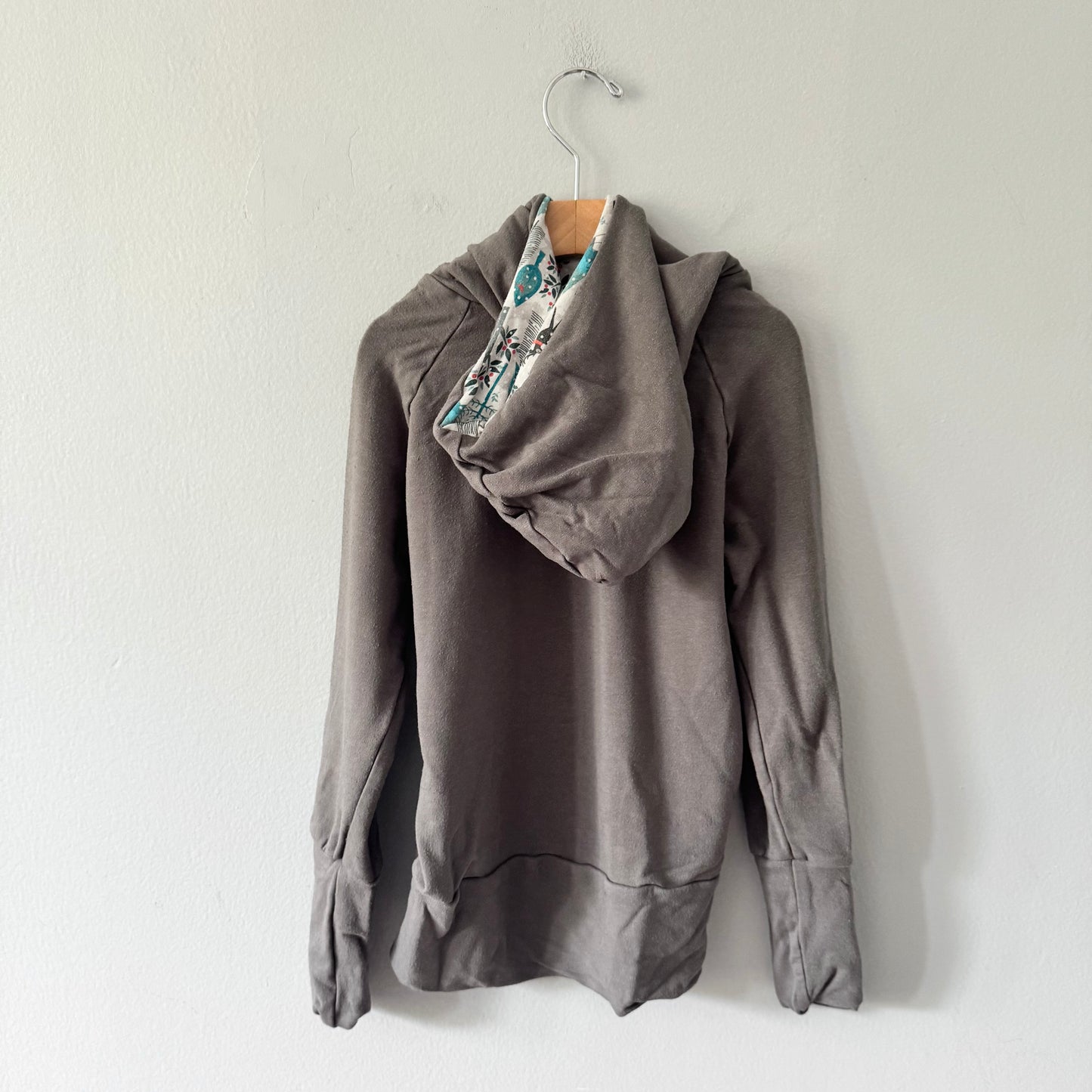 Sprout / Grey x pattern hoodie / 5-6Y