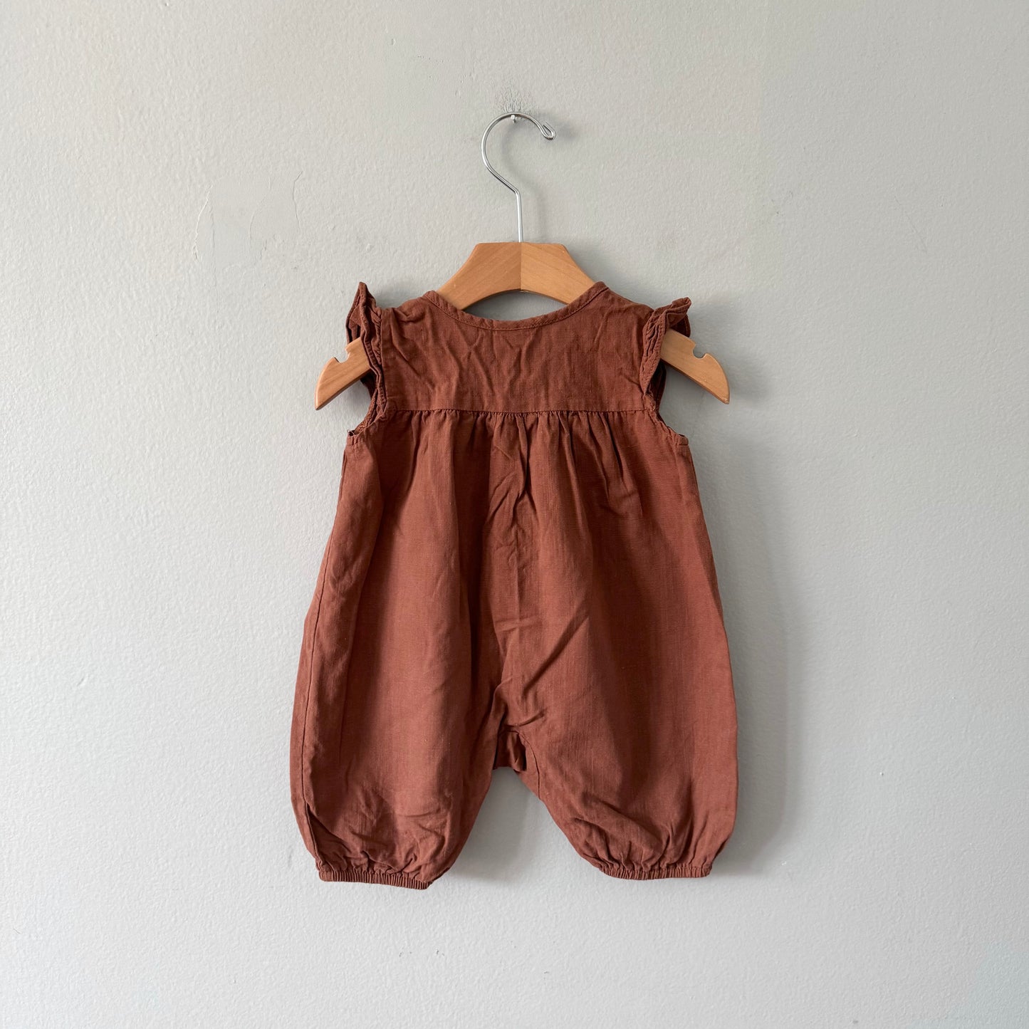 Patpat / Brown cotton bubble romper / 3-6M