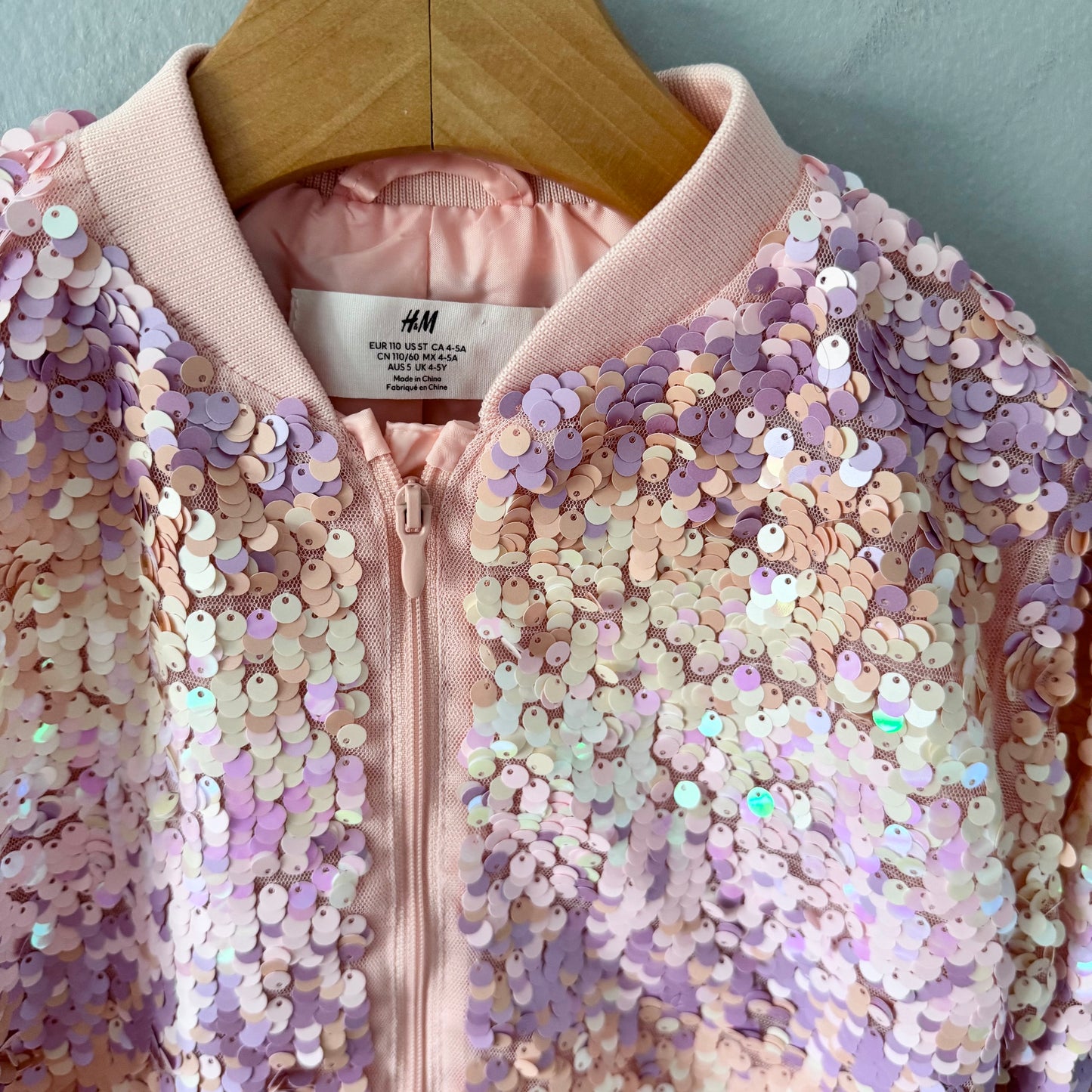 H&M / Pink sequin zip up jacket / 4-5Y