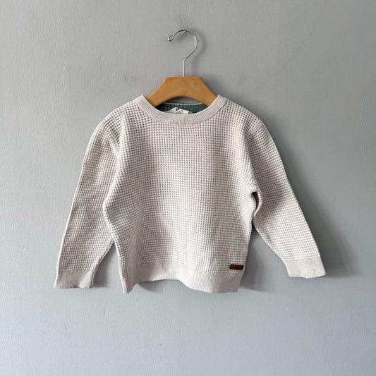 H&M / Oatmeal cotton knit pullover / 2-4Y