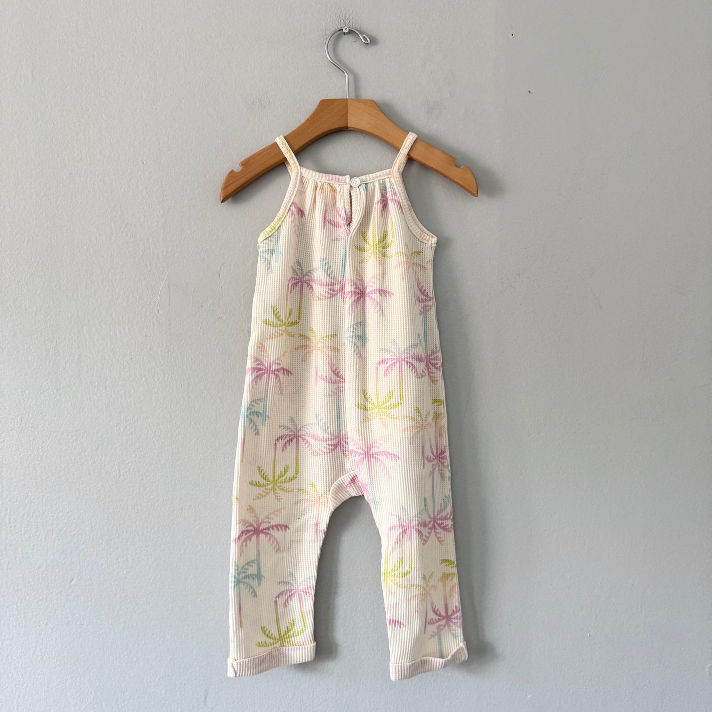 Grayson mini / White x palm tree waffle cami romper / 18M