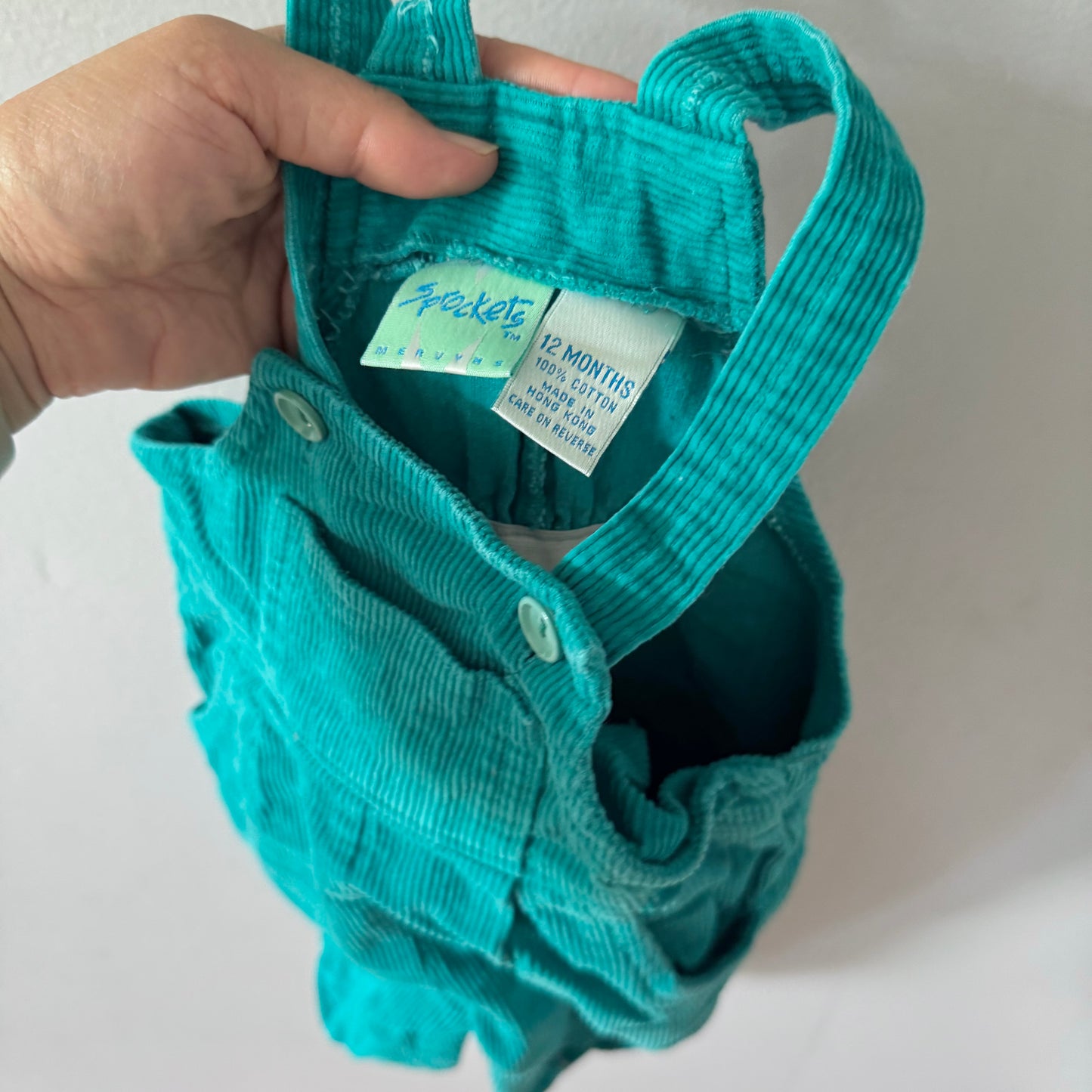 Vintage / Green corduroy overalls / 12M