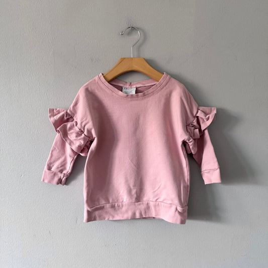 Faction + Three co. / Light pink ruffle crew top / 3T