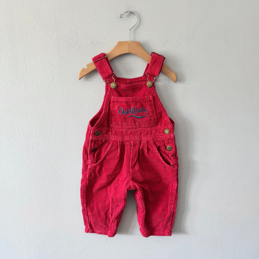 Vintage / Oshkosh red corduroy overalls / 12M