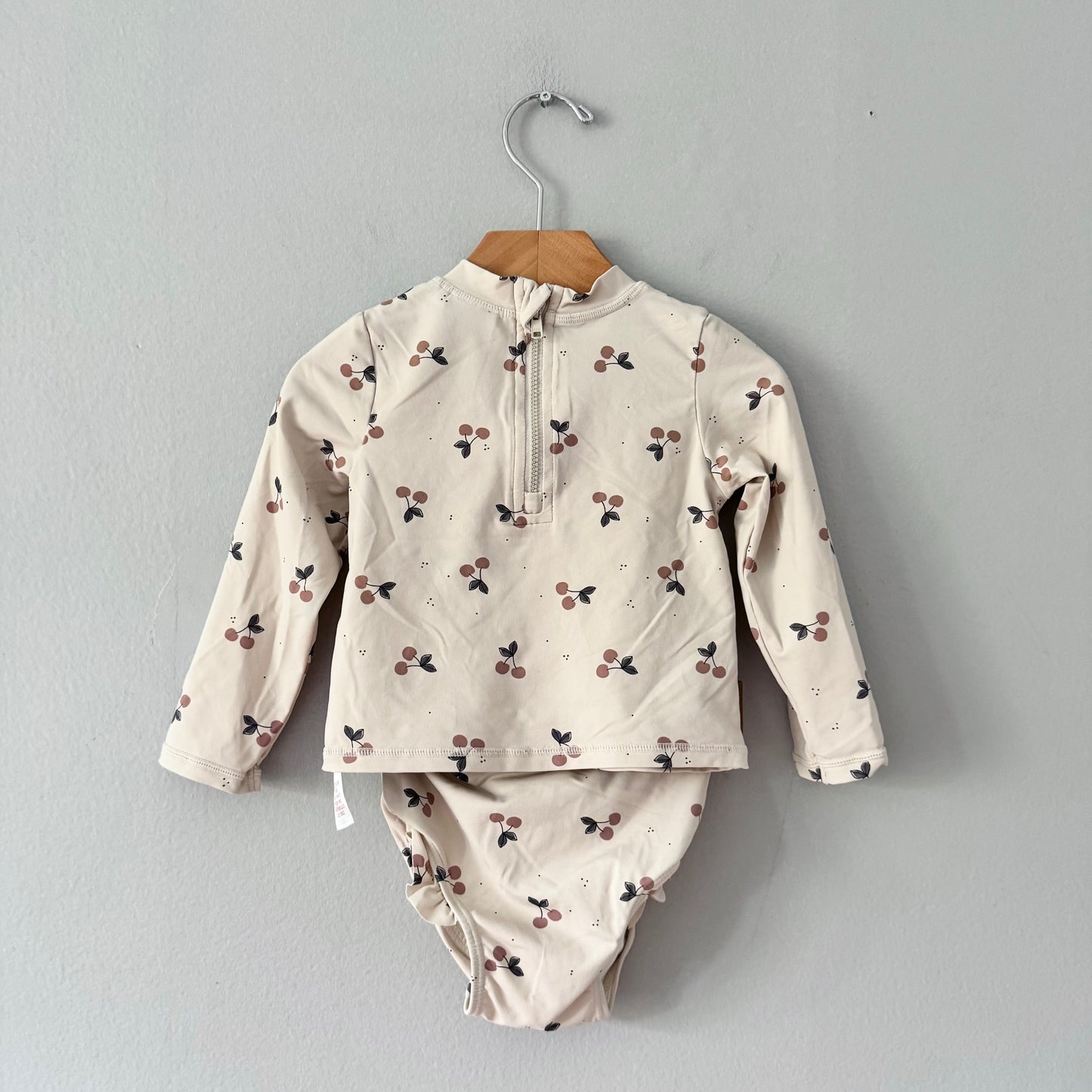 Petit lem / Ivory x cherry swim wear set / 12-18M