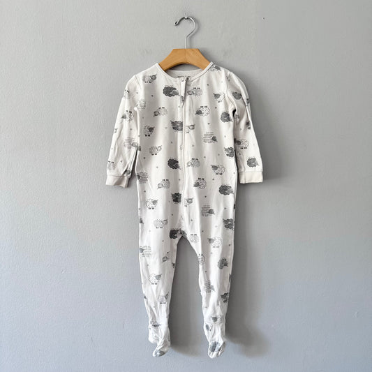 Petit lem / White x sheep romper / 18M