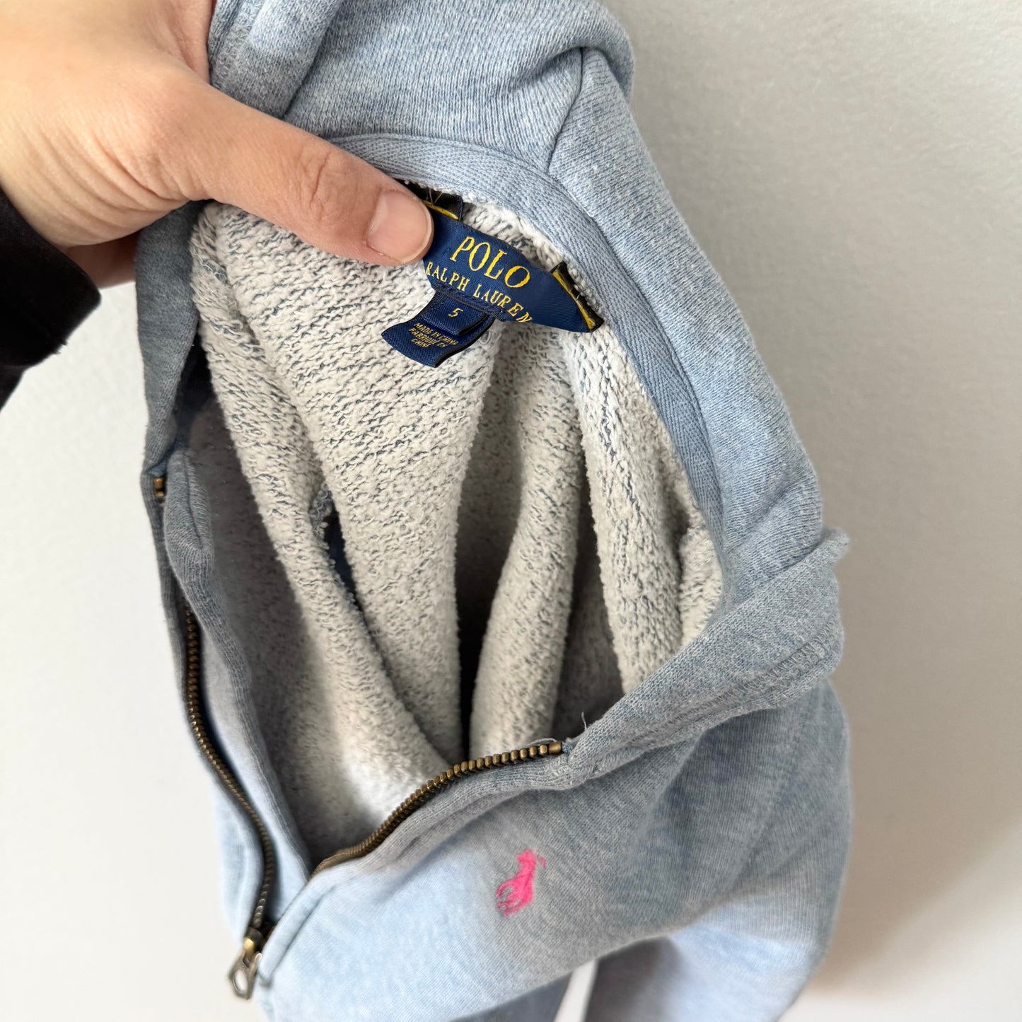 Polo Ralph Lauren / Sweat à capuche zippé bleu clair / 5 ans