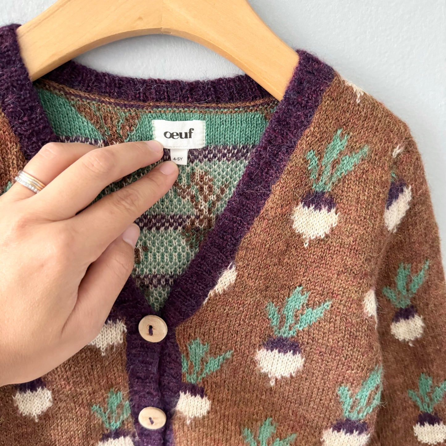 Oeuf / Turnip alpaca 100% cardigan / 4-5Y