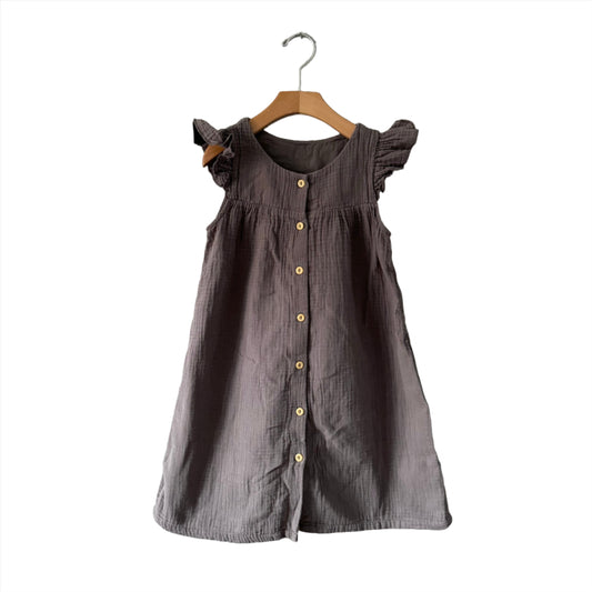 H&M / Muslin ruffle dress - grey / 4-6Y