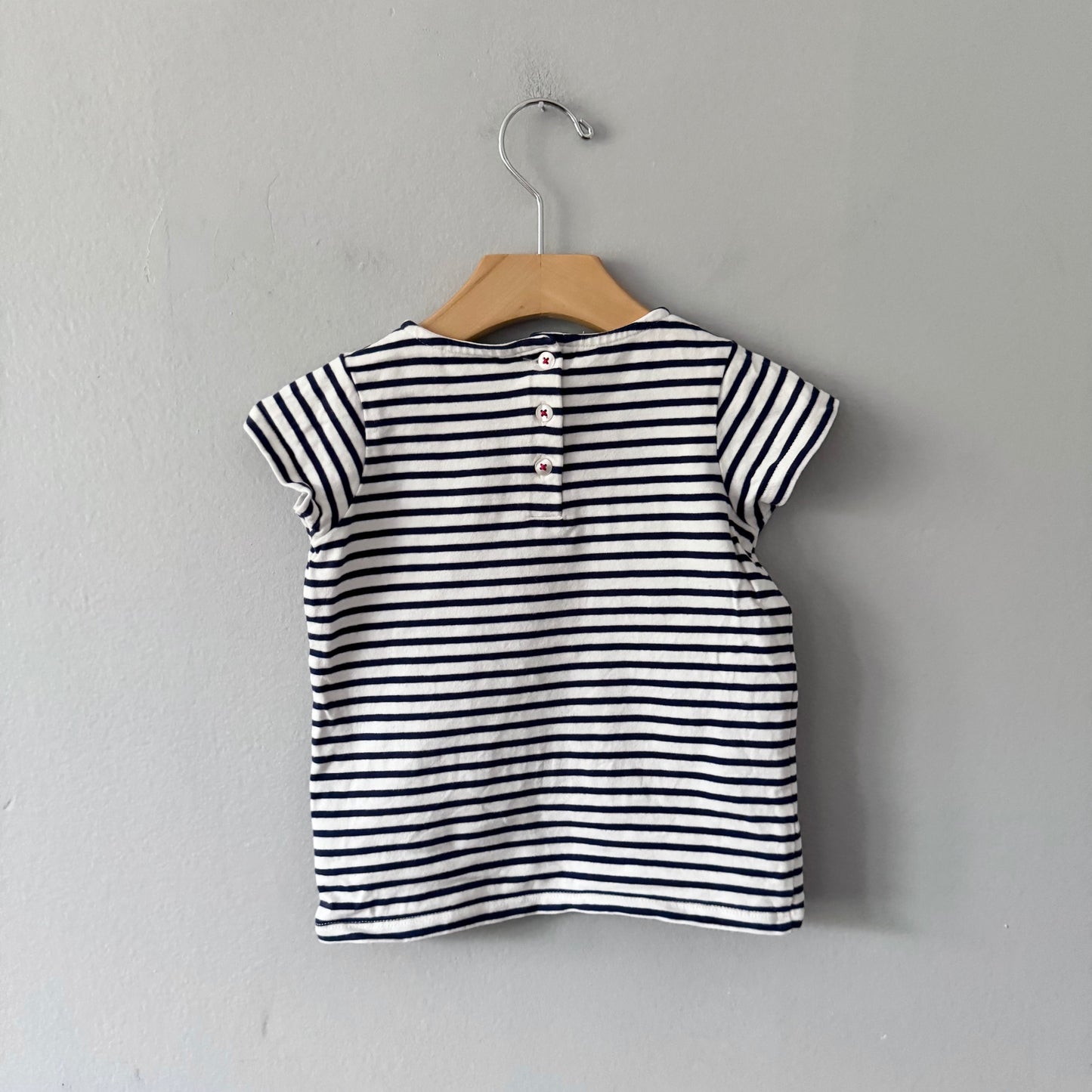 John Lewis / Stripe x ladybug short sleeve / 3-4Y