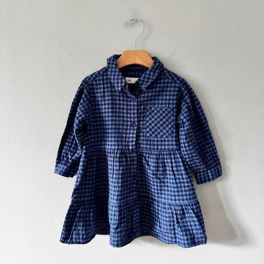 Zara / Blue plaid shirt dress / 2-3Y