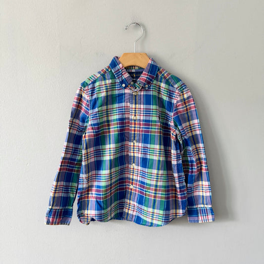 Polo Ralph Lauren	/ Blue green checked dress shirt / 6Y