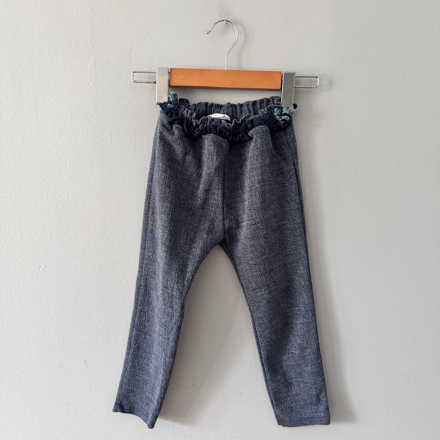 Zara / Navy checked soft pants / 4-5Y