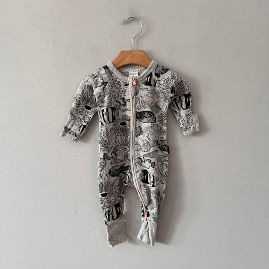 Bonds / Light grey sea creature romper / 0-3M
