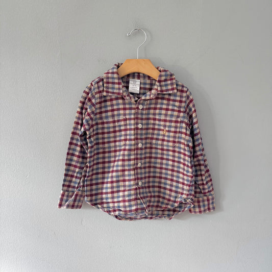 Gap	/ Brown checked flannel shirt / 4Y