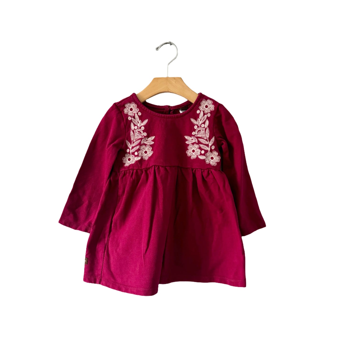 Tea / Purple x flower embroidery dress / 2T