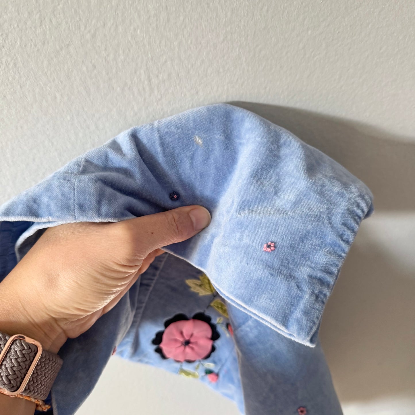 Talbots kids / Blue velour floral dress / 3T