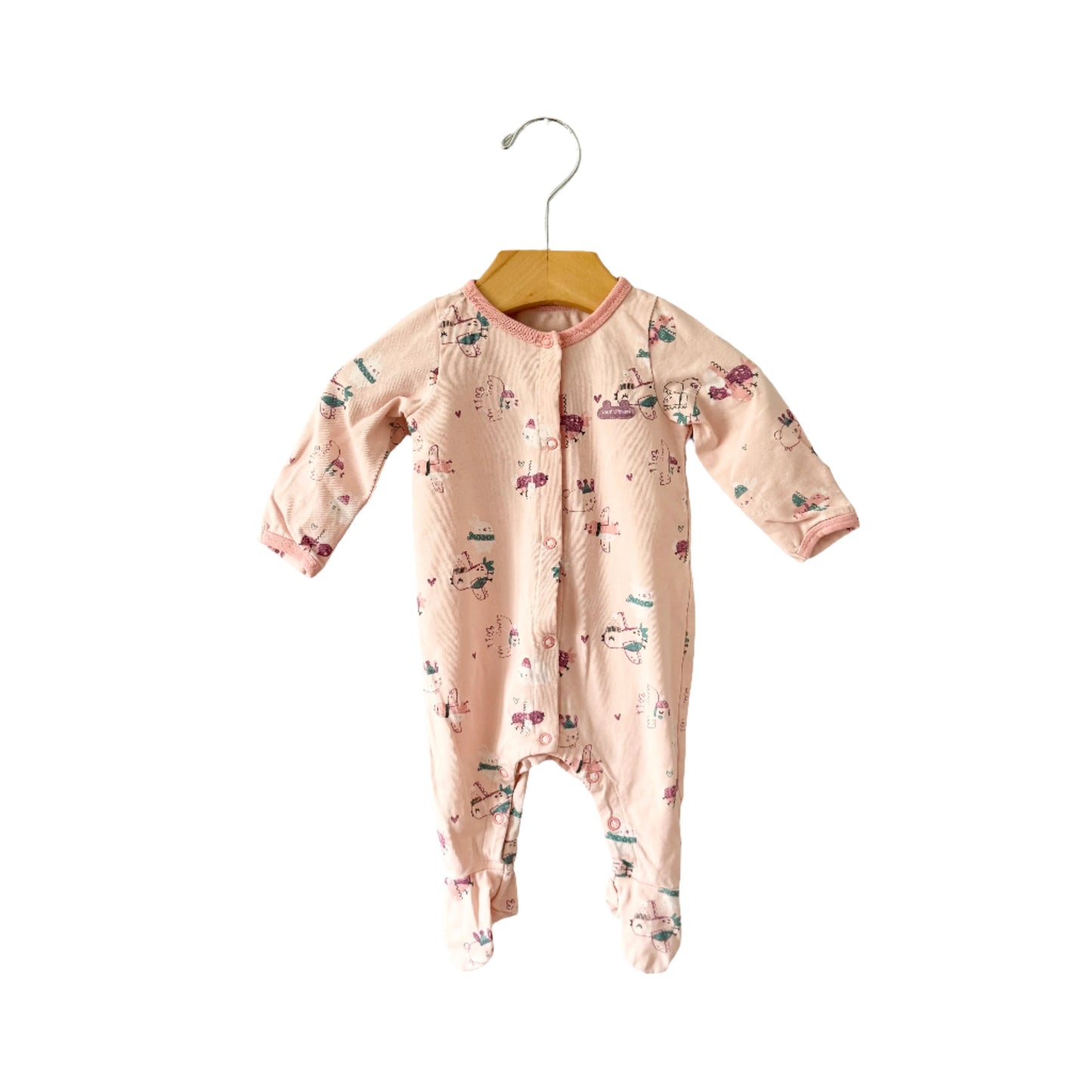 Souris Mini / Light pink x animal romper / 0-3M