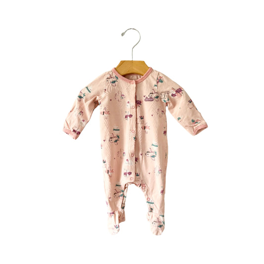 Souris Mini / Light pink x animal romper / 0-3M