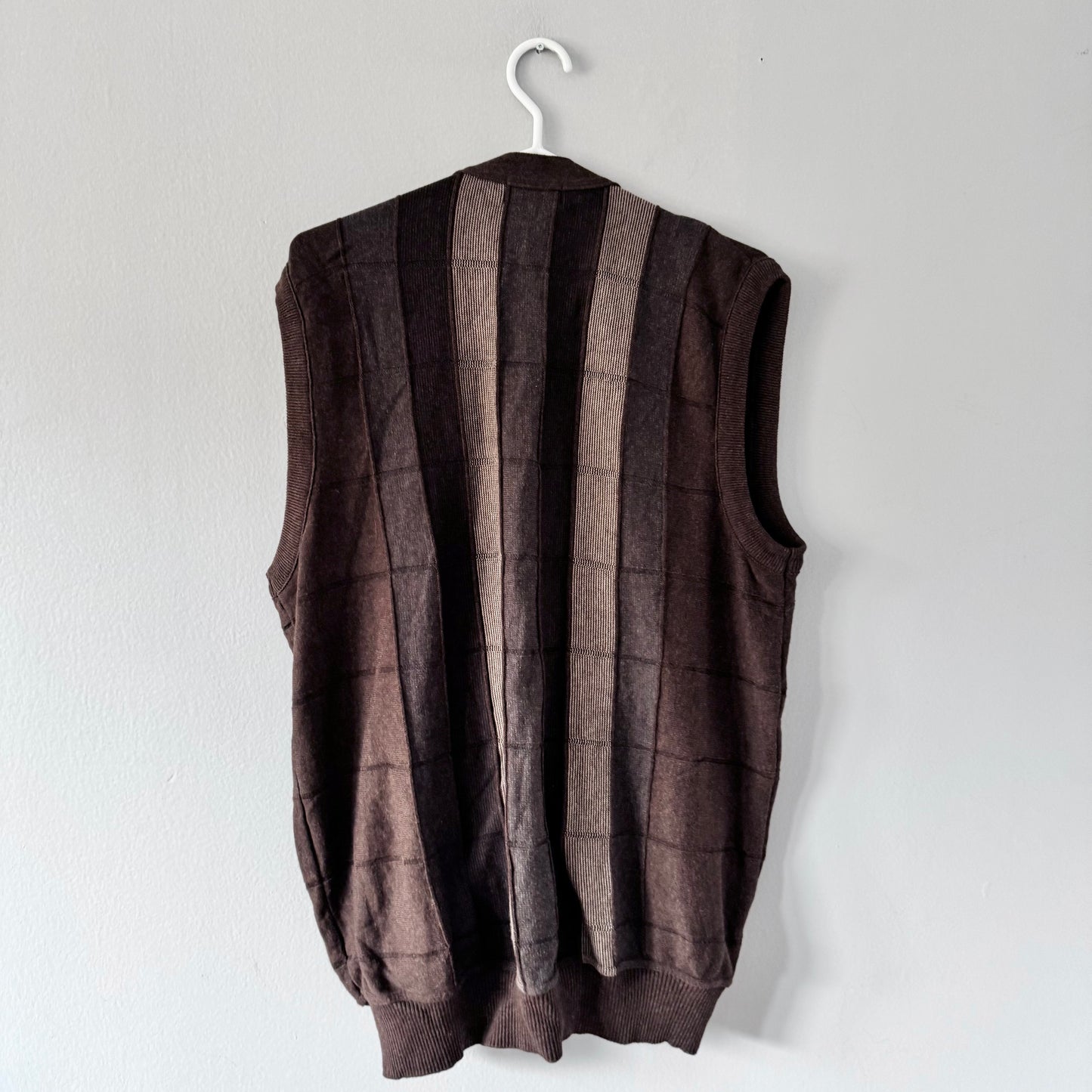 Gilet vintage / Tosani en coton tricoté marron / XL