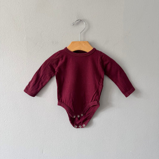 Mini Mioche / Burgundy long sleeve onesie / 0-3M