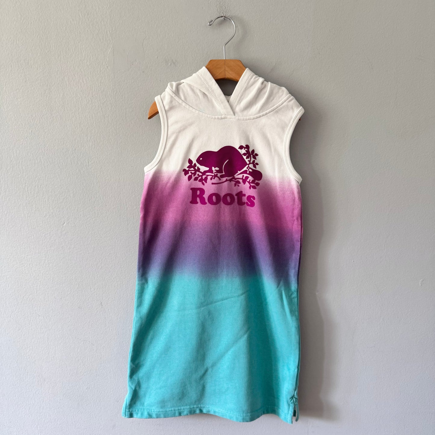 Roots / White purple green crew tank dress / 7-8Y