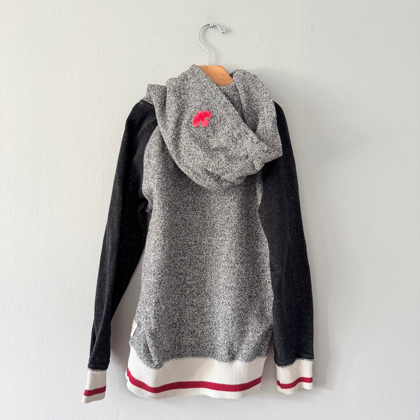 Roots / Salt and pepper x red logo hoodie / 9-10Y