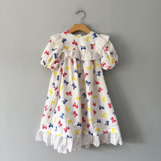 Vintage / White ribbon dress  / 6Y