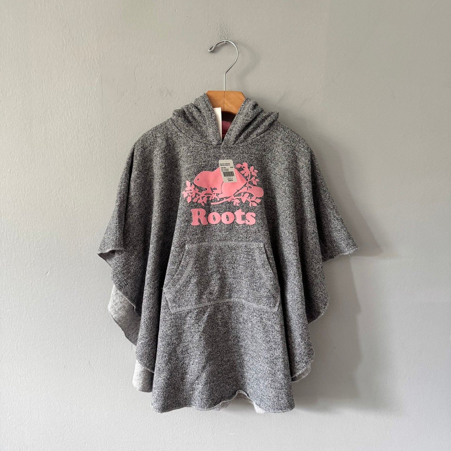 Roots / Salt and pepper x pink poncho / S/M(4-7Y) - New with tag