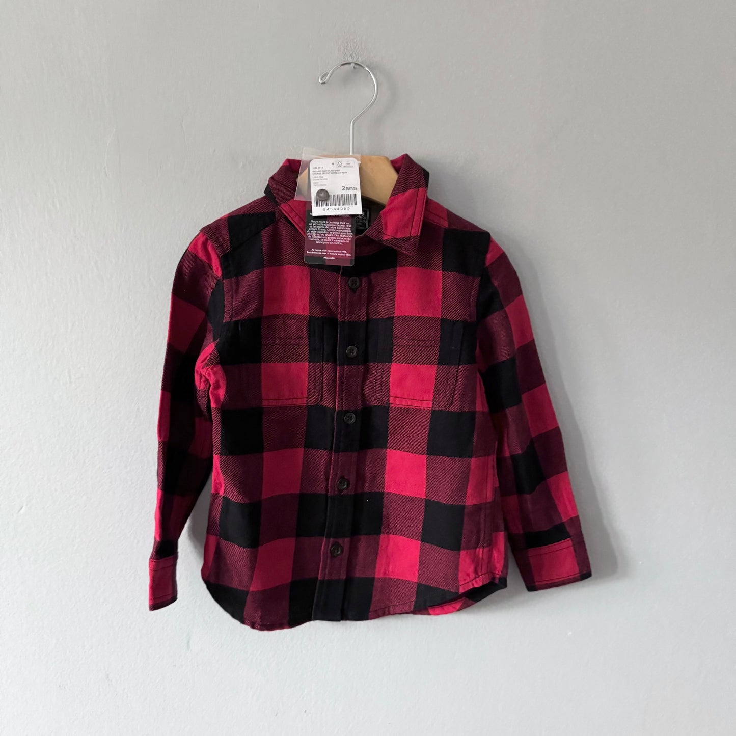 Roots / Red black plaid shirt / 2T - New with tag