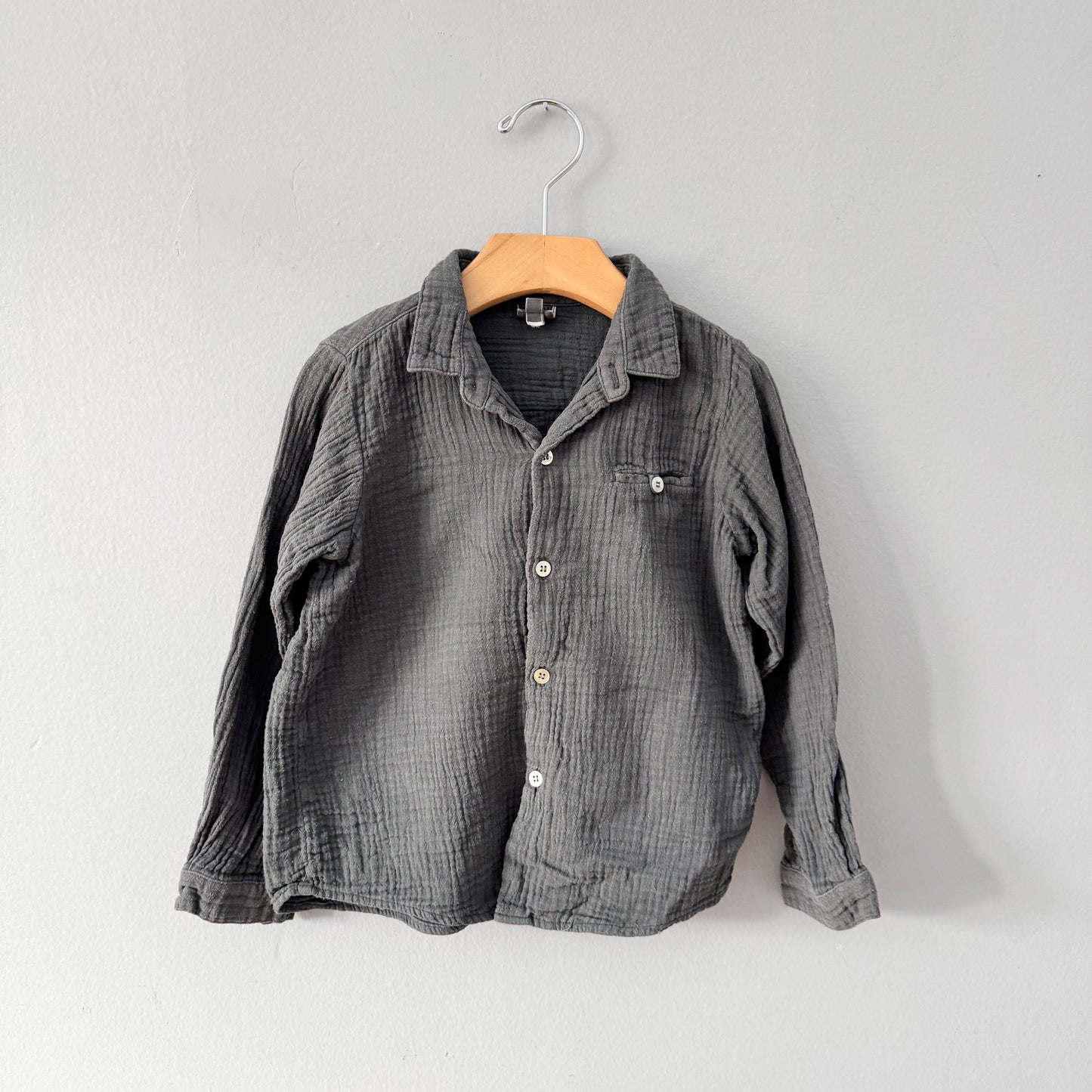 Bonton / Dark grey muslin shirt / 6Y