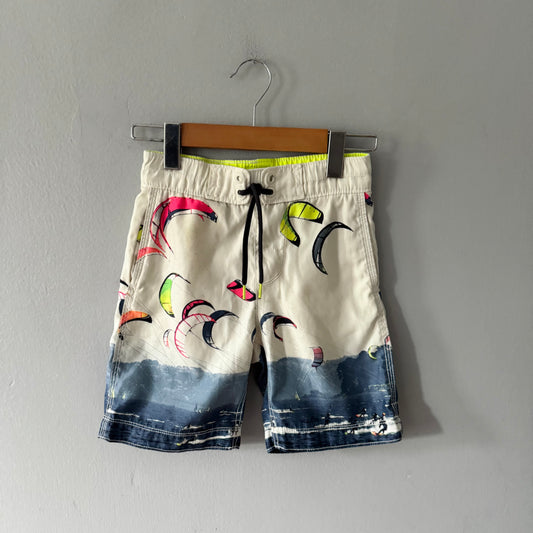 Gap / Maillot de bain blanc x marine fluo / 4-5 ans