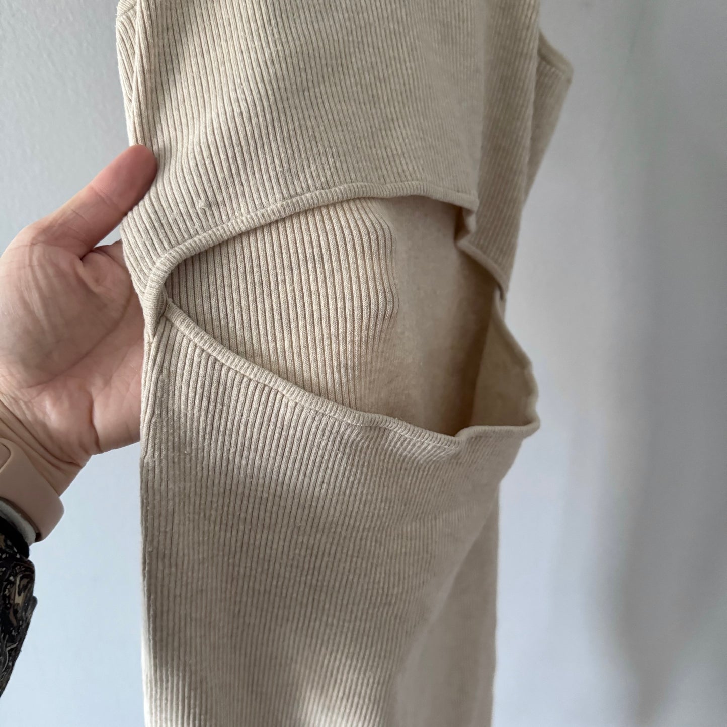 Wilfred Free / Robe en maille côtelée beige / L