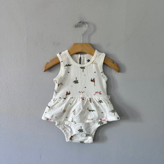 Rise Little Earthling / White tank onesie with skirt / 6-9M - New with tag